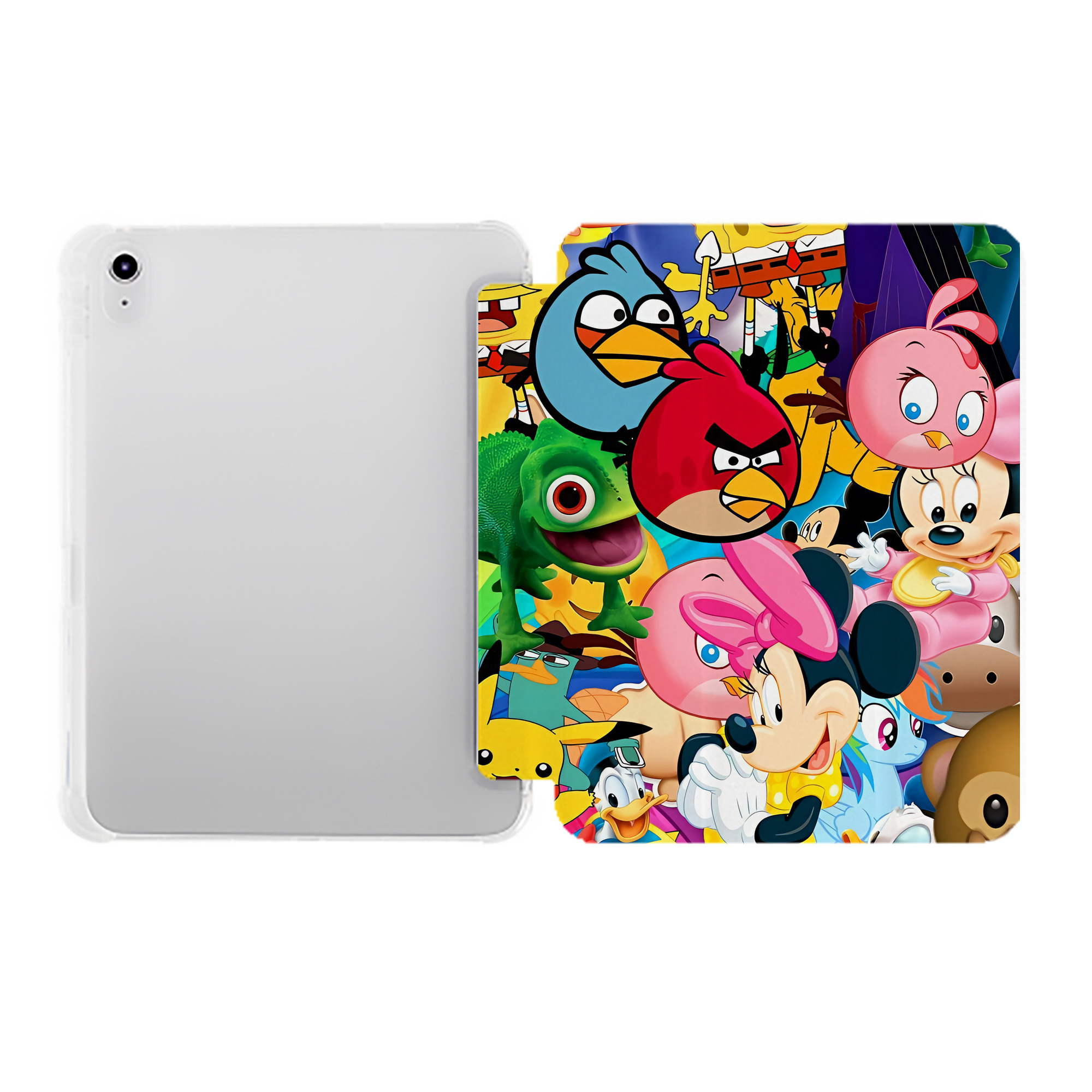 （画像用） Angry Birds アングリーバード IPad ケース ペン収納付き 三つ折りスタンド PUレザー×シリコン 対応機種9.5/10.5/10.9インチ